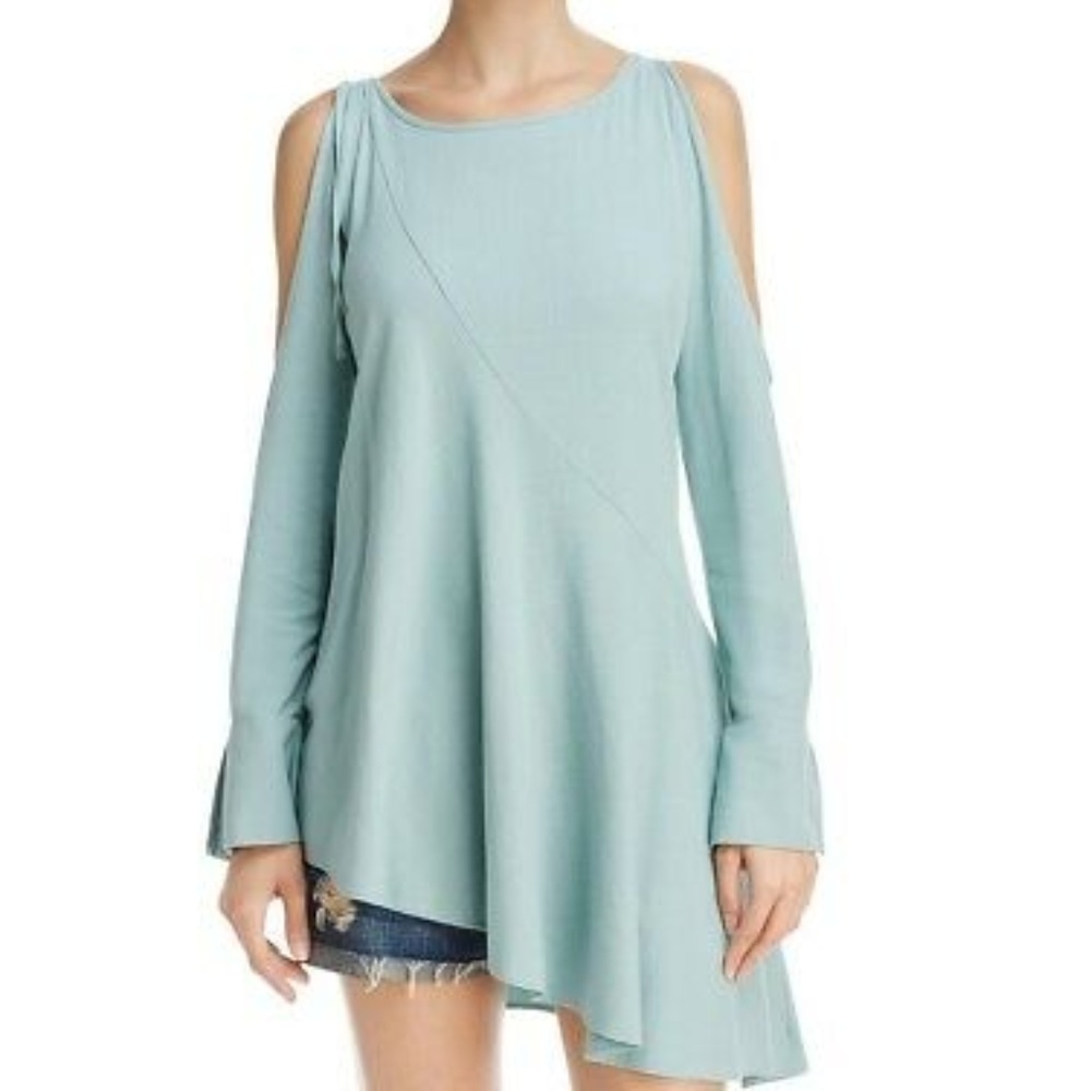 Free People NWT Green Tunic Top Cold Shoulder